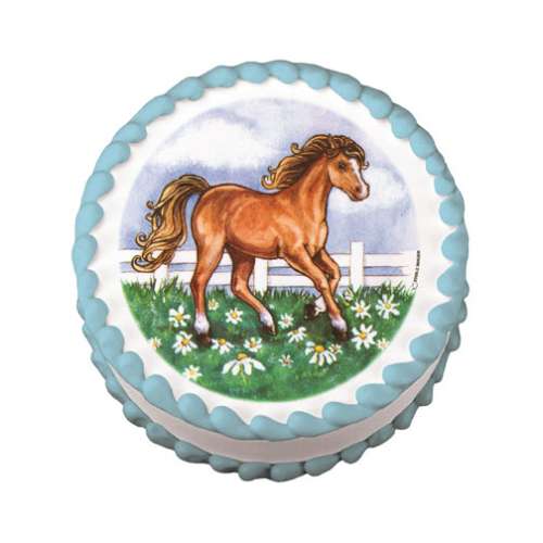 Horse in Field Edible Icing Image - Click Image to Close
